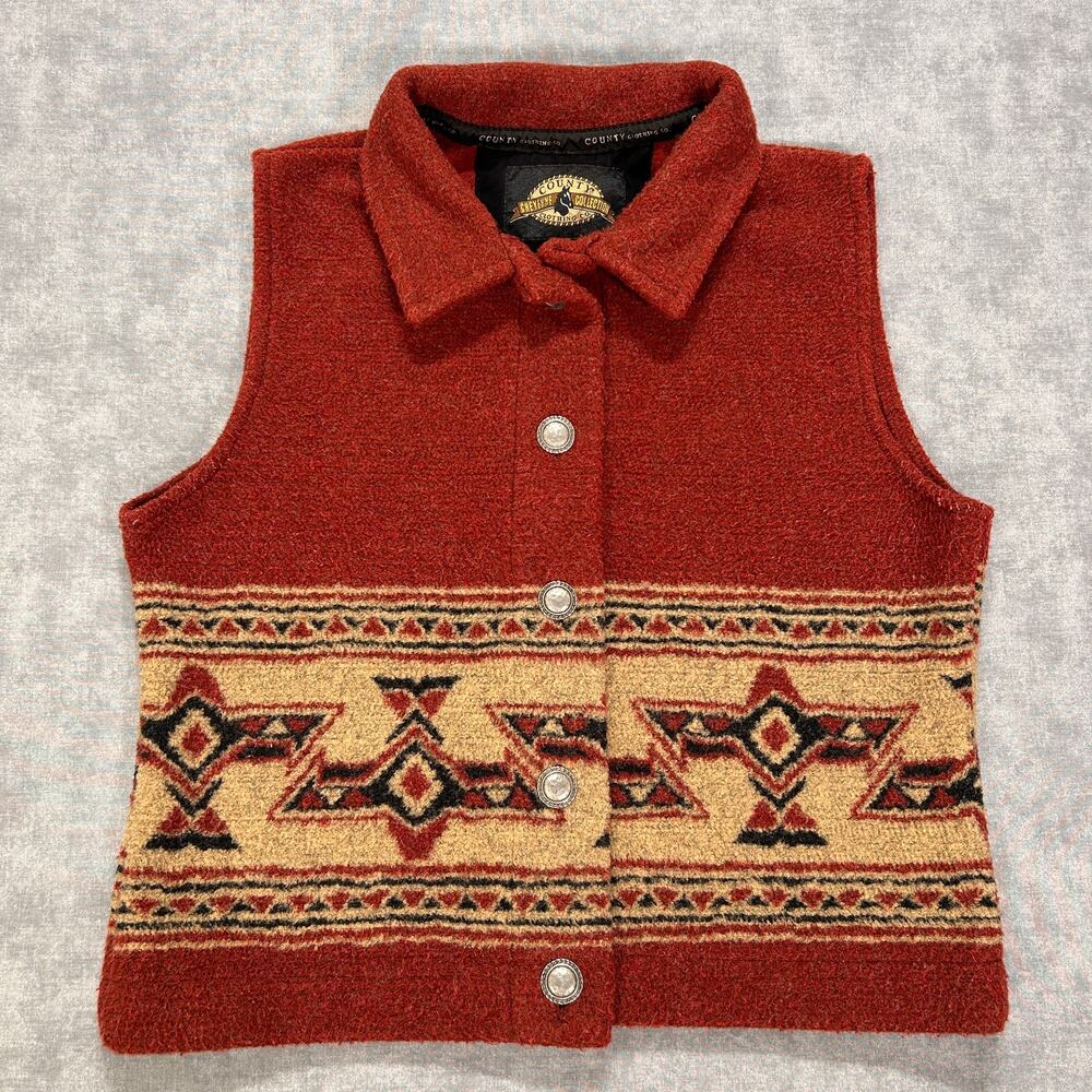 Vintage 90s County Clothing Co Cheyenne Collection Southwestern Fleece Vest Sz M